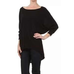 Freeloader Women's Oversized Round Neck Dolman Tunic Top in Black Small